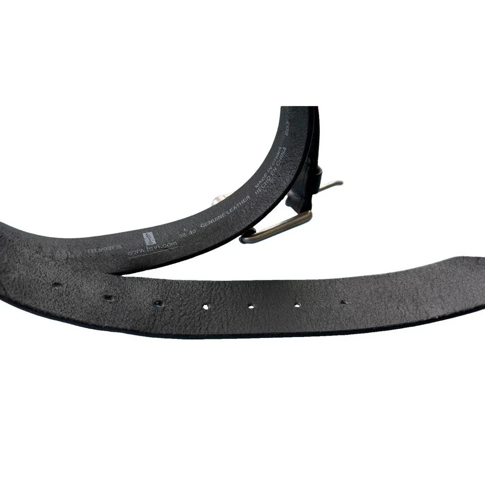 Levi's Men's Size Large 38-40 Black Distressed Leather Roller Buckle Belt